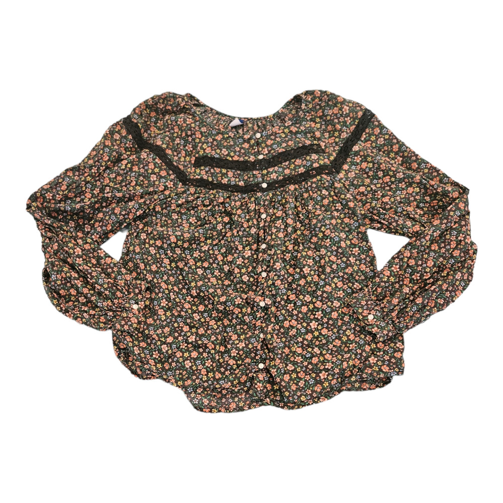 Old Navy Small Tall Long Sleeve Lace Trim Floral Shirt